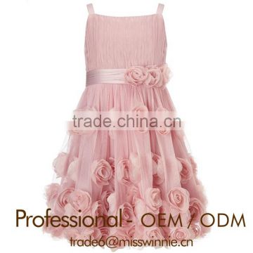 chiffon flower prom dresses,rose prom dresses,children's prom gown baby girl sling party dress kid clothing