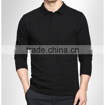 100% Cotton Long Sleeve Mens Slim Fit Printing Embroidery Plain Blank Polo T-shirt photo-2