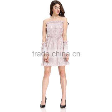 Domin Fashion Bronzing and Press Pleat Fabric Casual Dress photo-5
