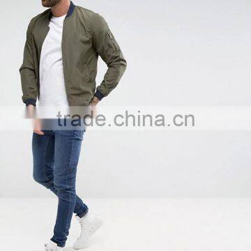 2017 Wholesale High Quality New Design Durable Polyester Cotton Green Rib Cuffs Fully Lined Zipped Casual Men Jumper photo-4