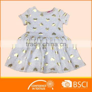 shinning gold foil hearts print baby dress designs