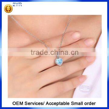 2016 Popular Trendy Jewelry Bridal Wedding Created Aquarine 925 Sterling Silver Necklace Earring Jewelry Sets photo-4