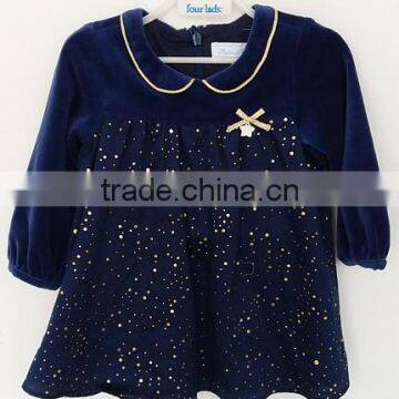 baby girl violet shiny stars printed dress for summer