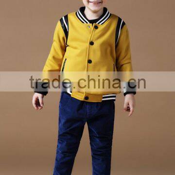 children boys striped sleeve and hem fleece jacket