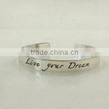 Custom Your Own Logo Wide Bangle Engraved Logo Cuff Bangle for Friendship Gifts photo-4