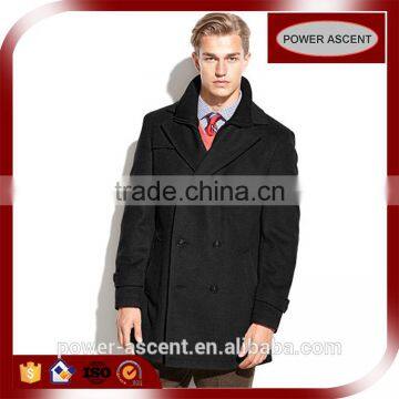 Custom Design Elegant Double Breasted Wool Trench Coat photo-5