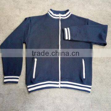 High Quality Wholesale plain navy custom made hoodie baseball jacket