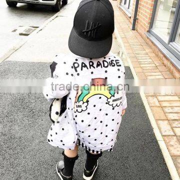 2-7 years 2017 New Wholesale Cotton Full Sleeves Dots Rainbow Kids Girls Coats (pick size )