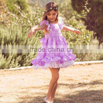 Little Girls Easter Bunny Purple Vintage Style Pinafore Lace Twril Holiday Dress photo-3