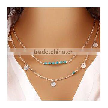 2016 Lateste Design Turquoise Beads Gold Layer Pendant Necklace Jewelry photo-2