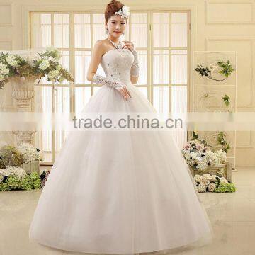 High Quality Strapless Pleats Muslim Wedding Dress photo-3