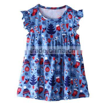 High quality fall children girls cotton dress pattern ruffle dress Christmas girls pearl dress cartoon