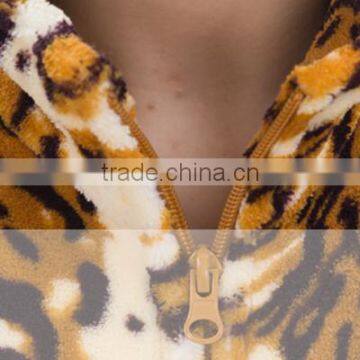 Women Sexy Animal Printed Fleece Fabric Bathrobe With Zipper photo-3