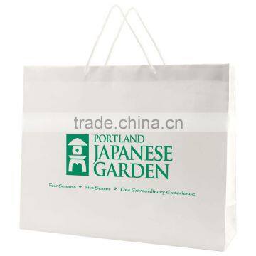 White Gloss Laminated Eurotote Shopping Bag - Features Cardboard Bottom, Dimensions Are 20" x 6" x 16" and Comes With Your Logo.