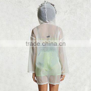 Lightweight Outdoor Waterproof Rain Hoodie Ladies Transparent Nylon Jackets photo-3