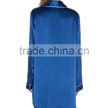 2017 Fahsion Style Women's Summer Sexy Silk Satin Ladies Long Sleeve Night Shirts Pajamas Nightgown Wholesale photo-2