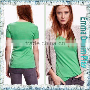 Hot Style Green Colorfast Simple Design Tight Wear Ladies Heart Neck T-Shirts for Summer Clothes photo-3