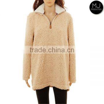 Wholesale Plus Size Clothing Women Fleece 1/4 Zip Sherpa Pullover photo-2