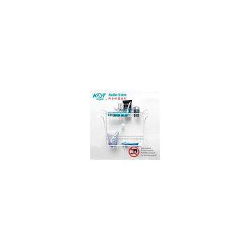 Plastic Coating Double Rack Shelf With Suction Cup photo-2