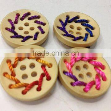 DIY 14 Hole the Original Wood Color Green Wood Buttons photo-2