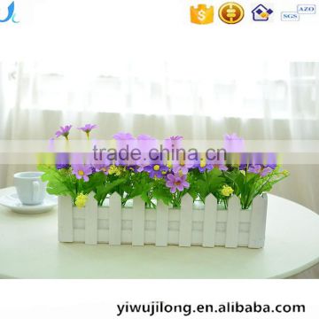 lovely decorative artificial silk restaurant table daisy flower with fence set