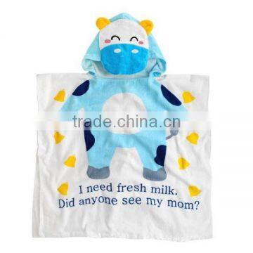 animal printing poncho baby beach towel with hood