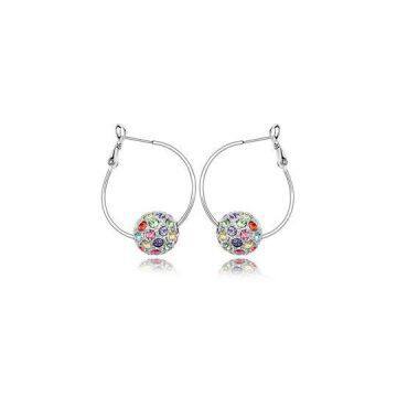 Genuine Gold Plated Colorful Ball Rhinestone Hoop Diamond Stud Earrings Manufacturer