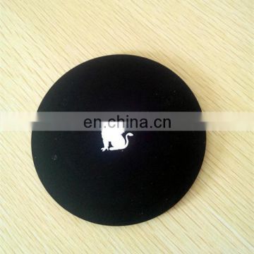 black plastic cup mat Pegasus white logo coaster