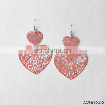 Filigree earrings metal hollow painting heart earrings