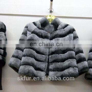 Natural colour short chinchilla fur coat