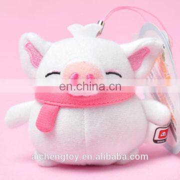 popular plush stuffed keychian toy cute pink pig with scarf