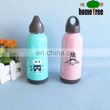 Children Double Wall Plastic Vacuum Thermal Insulated Bottle With Glass Inner