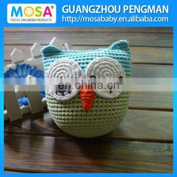 Lovely Crochet Baby OWL Animal Doll,Baby Stuffed Knitted Blue/Green Sleeping Eye Owl Toy