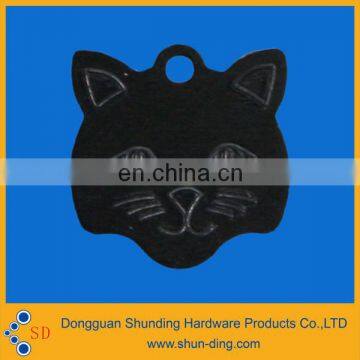 wholesale metal laserable black cat head pet dog tags