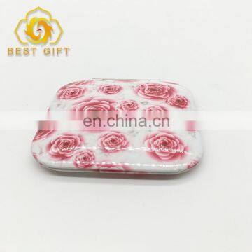 70mm Personalised Designer Red Flowers Printing Compact Mirror