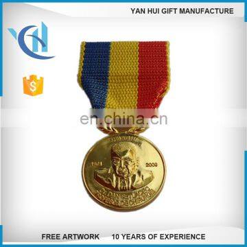 customized zinc alloy metal medal lanyard metal medal with ribbon metal sports medal