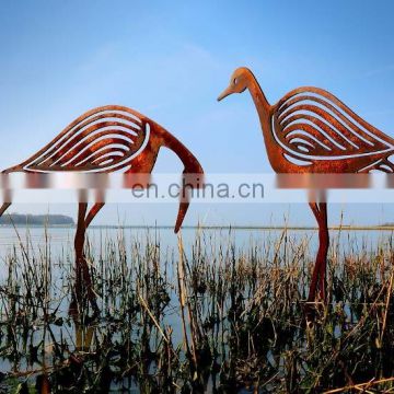 Manufacturing Metal Crafts Corten Steel Garden Animals Peacock