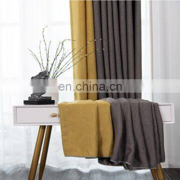 2020 Hot Sale Plain Color Special Texture Patchwork European Luxury Faux Linen Window Curtains For Home Hotel Decor photo-3