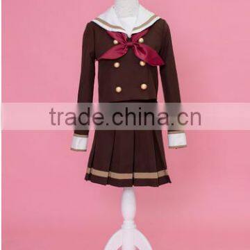 high end custom cotton blending uniform sailor costume style 2-row button girl school costume
