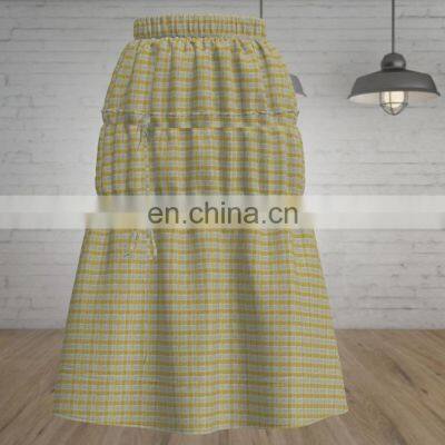 New Arrival Gold Color Crepe Check Designs For Spring Summer