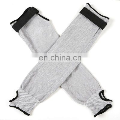 Safety Arm Protection Knit Sleeves Slash Resistant Sleeves with Thumb Slot Steel Wire Protective Arm Guards A4 Level