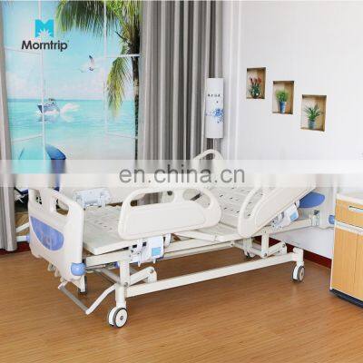 Home Use Clinic Ward Furniture Three Function Manual Cranks Medical Hospital Patient Bed with Mute Wheels