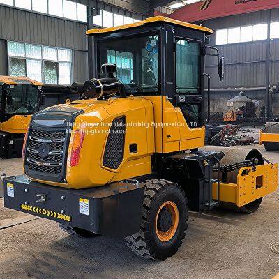 Large steel wheel vibratory roller with cab air conditioning stepless variable speed roller