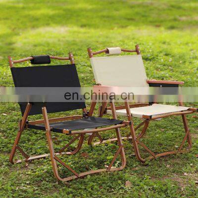 Wholesale Beach Camp Chair Outdoor Glamping Furniture Portable Wood Grain Aluminum Folding Camping Chair photo-2