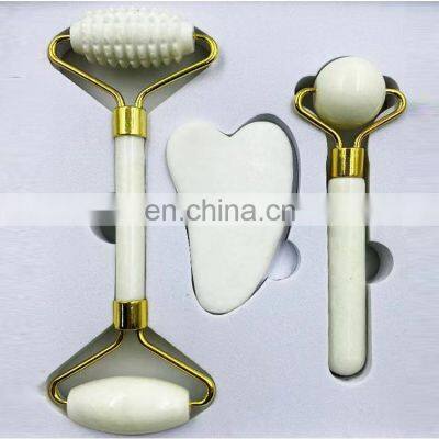 3 in 1 Natural Original Custom Mini Green Facial Massager Jade Roller Gua Sha Set