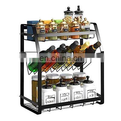 Spice Rack 3-Tier Kitchen Countertop standing Storage Organizer Hanging Racks Seasoning Organizer