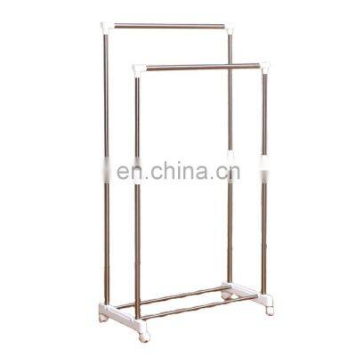 Movable metal double pole clothes hanging hanger dryer