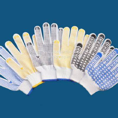 PVC dotted Knitted Cotton gloves safety hand protective gloves