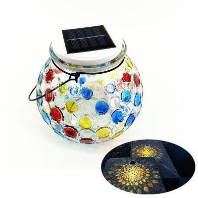 High Quality Outdoor Waterproof LED Round Color Jar Solar Wall Light for Gardens, Courtyards, Corridors, Parks