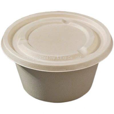 500ml Eco Friendly Biodegradable Food Packaging Salad Round Sugarcane Bagasse Paper Pulp Bowl With Lid (300/CS) photo-2